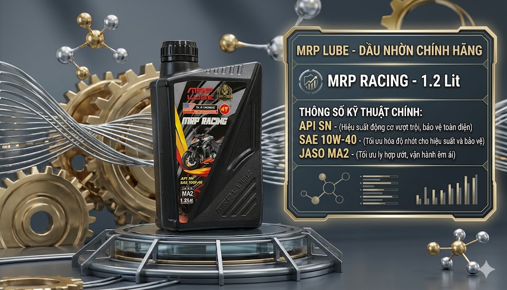 MRP LUBE – Dầu Nhớt Xe số Cao Cấp API SN SAE 10W-40 JASO MA2 (1.2lit)